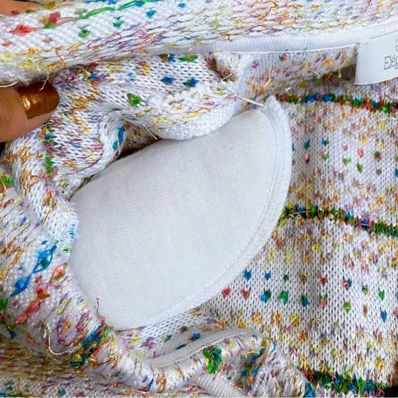 💐 ELEGANCE WHITE MULTI TWEED KNIT SWEATER BLAZER!