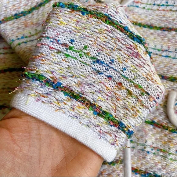 💐 ELEGANCE WHITE MULTI TWEED KNIT SWEATER BLAZER!