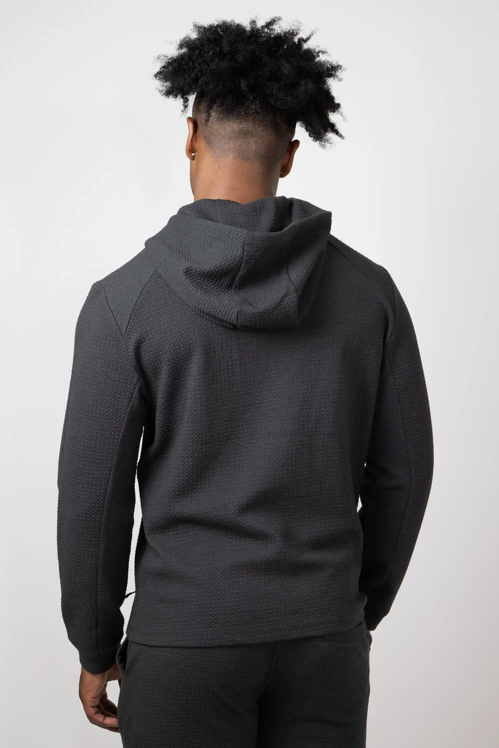1897 Active Diamond Weave Hoodie for Men in Charcoal | MJ895-CHARCOAL