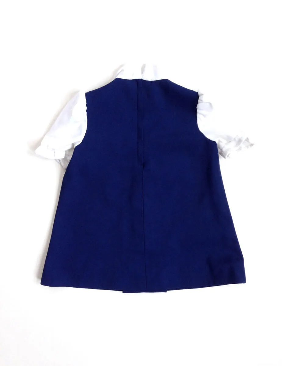 1970s Toddler Dress Blue Red Mushrooms