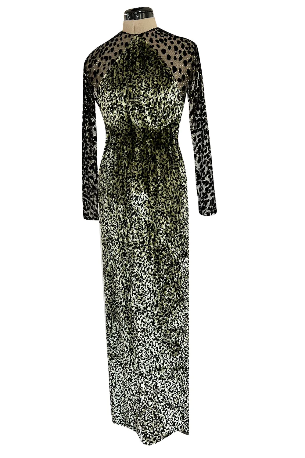 1994 Geoffrey Beene Leopard Print Chenille & Metallic Netting Dress