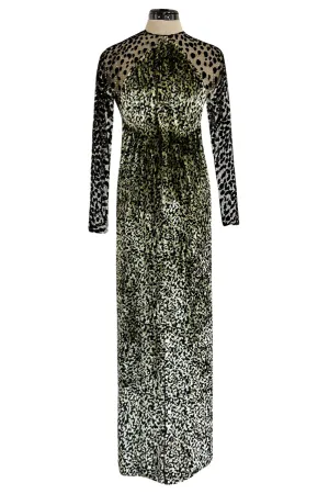 1994 Geoffrey Beene Leopard Print Chenille & Metallic Netting Dress