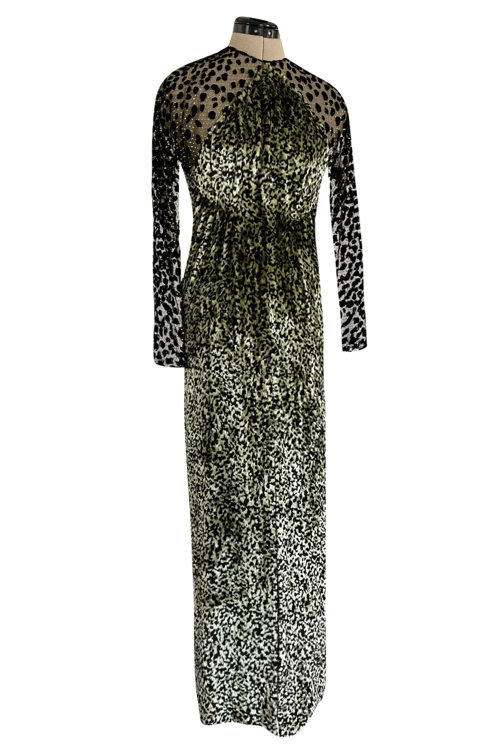 1994 Geoffrey Beene Leopard Print Chenille & Metallic Netting Dress