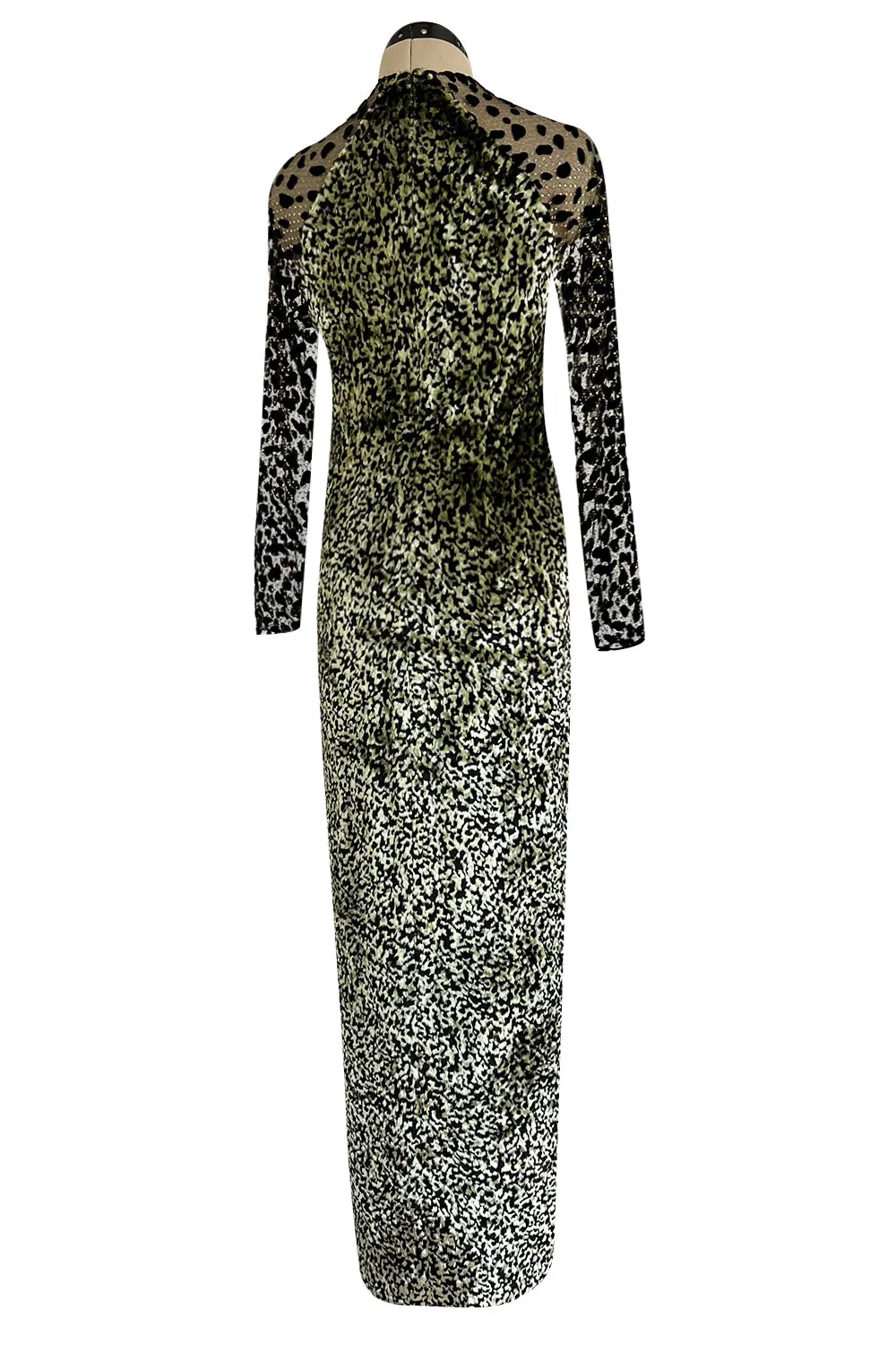 1994 Geoffrey Beene Leopard Print Chenille & Metallic Netting Dress