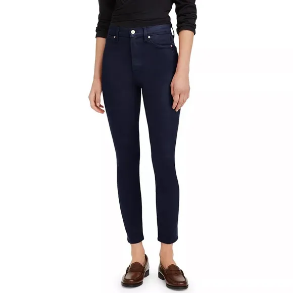 7 for All Mankind Coated Navy High Rise Cropped Jeans