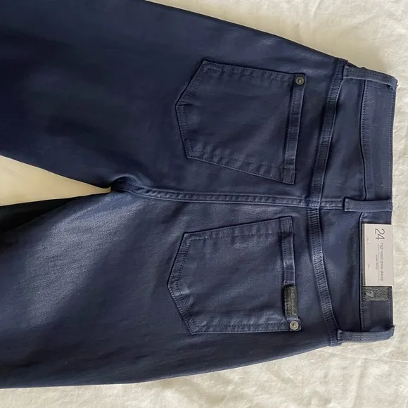 7 for All Mankind Coated Navy High Rise Cropped Jeans