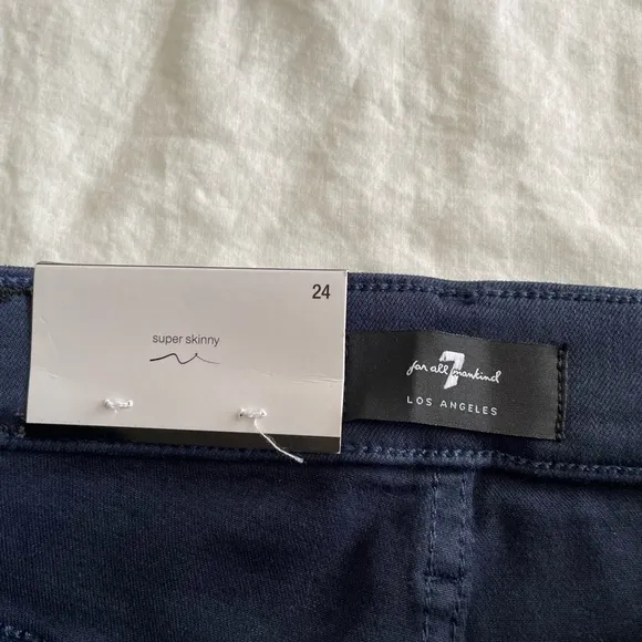 7 for All Mankind Coated Navy High Rise Cropped Jeans