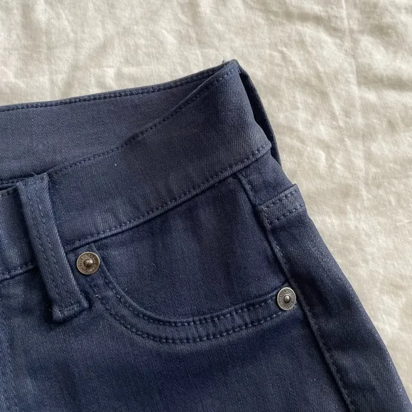 7 for All Mankind Coated Navy High Rise Cropped Jeans