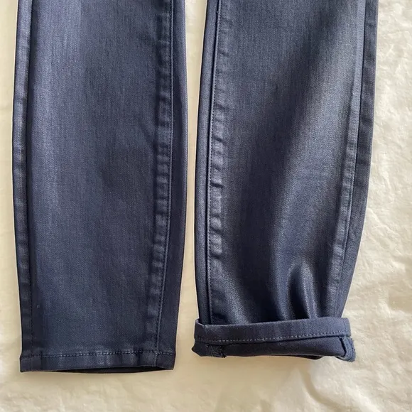 7 for All Mankind Coated Navy High Rise Cropped Jeans