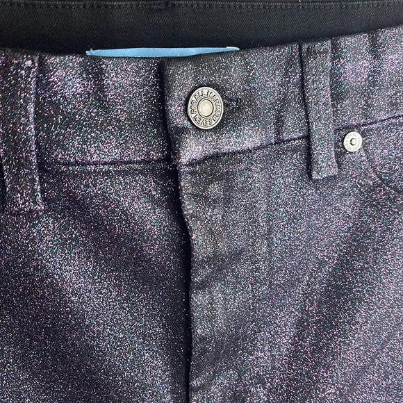 7 FOR ALL MANKIND HIGH WAIST SKINNY JEANS PURPLE GLITTER STRETCHY SIZE 28