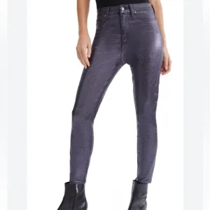 7 FOR ALL MANKIND HIGH WAIST SKINNY JEANS PURPLE GLITTER STRETCHY SIZE 28