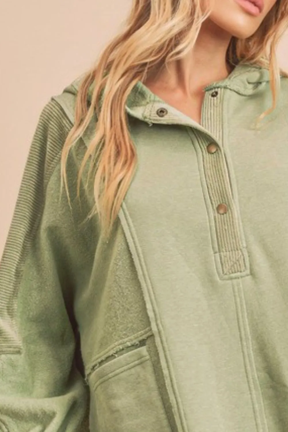 Aemi   Co Slit Half Snap Oversize Hoodie