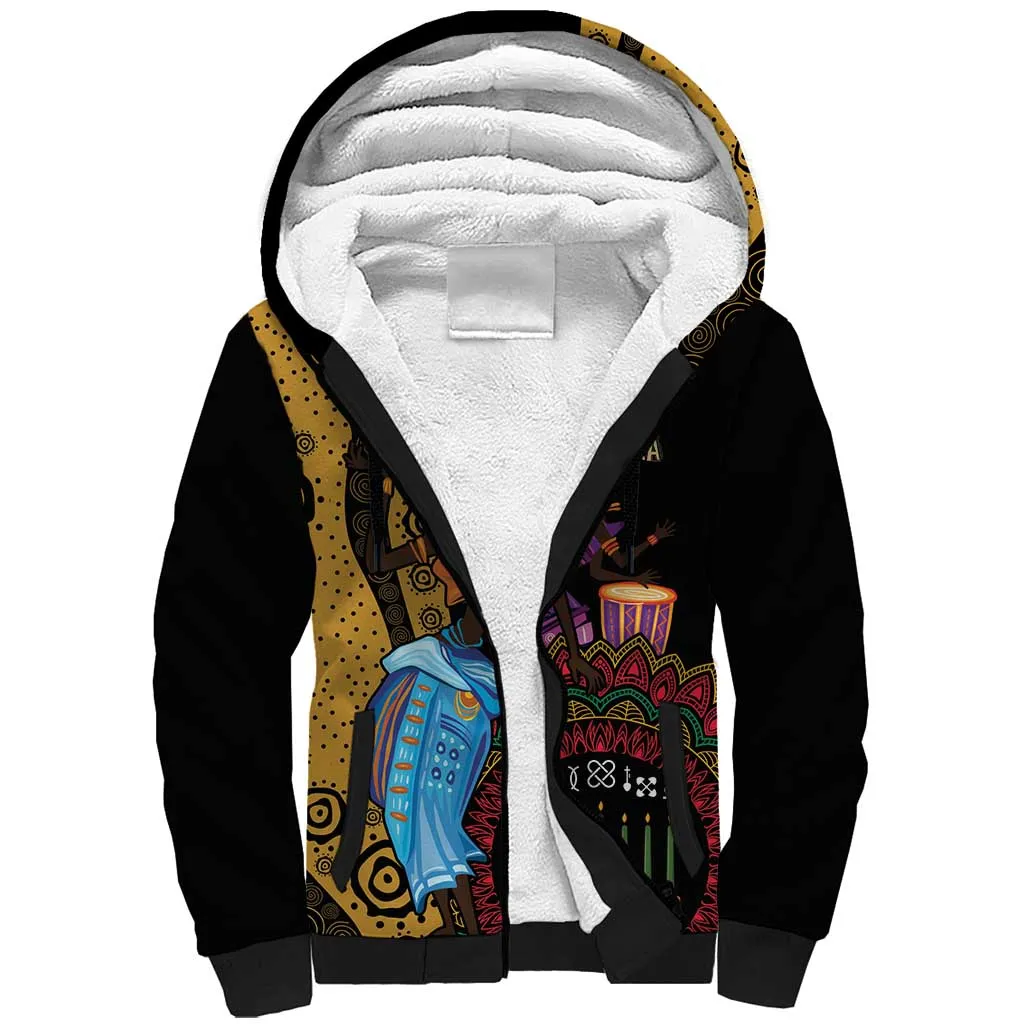 Africa Happy Kwanzaa Sherpa Hoodie Tribal Dance LT7