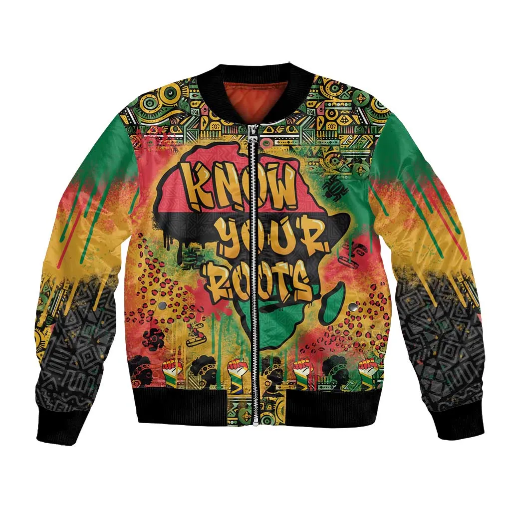 Africa Map Graffiti Bomber Jacket Know You Roots Art Style DT03
