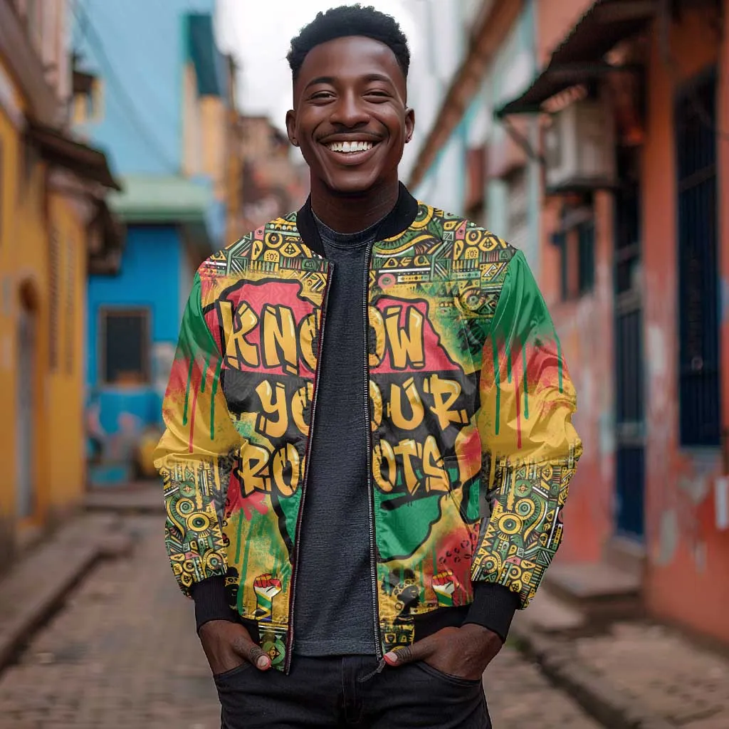 Africa Map Graffiti Bomber Jacket Know You Roots Art Style DT03