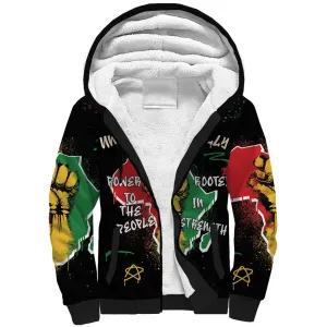 African Black Power Sherpa Hoodie Unapologetically Black Raised Fist DT03