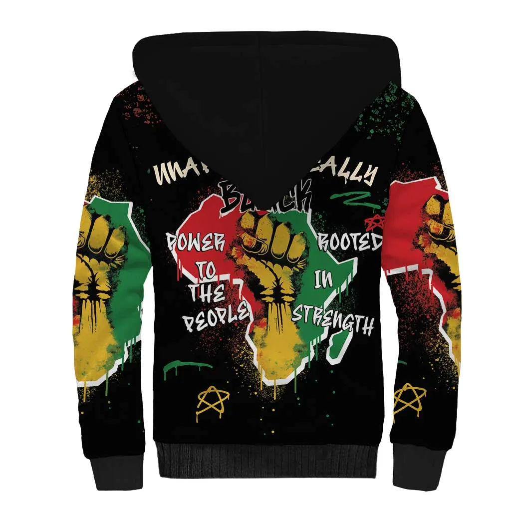 African Black Power Sherpa Hoodie Unapologetically Black Raised Fist DT03