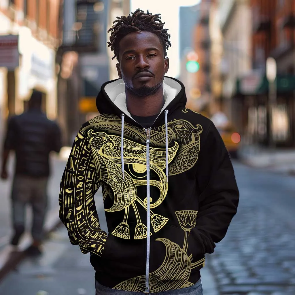 Afro Egypt Zip Hoodie Horus Eyes Egyptian God DT03