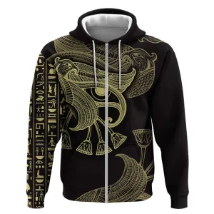 Afro Egypt Zip Hoodie Horus Eyes Egyptian God DT03