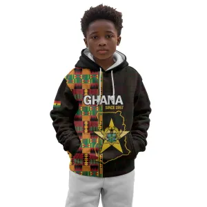 Afro Ghana Independence Day Kid Hoodie Ghanaian 1957 Kente Pattern LT14