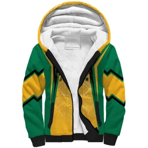 Afro-Jamaica Custom Sherpa Hoodie Golden Ethnic Motifs LT7