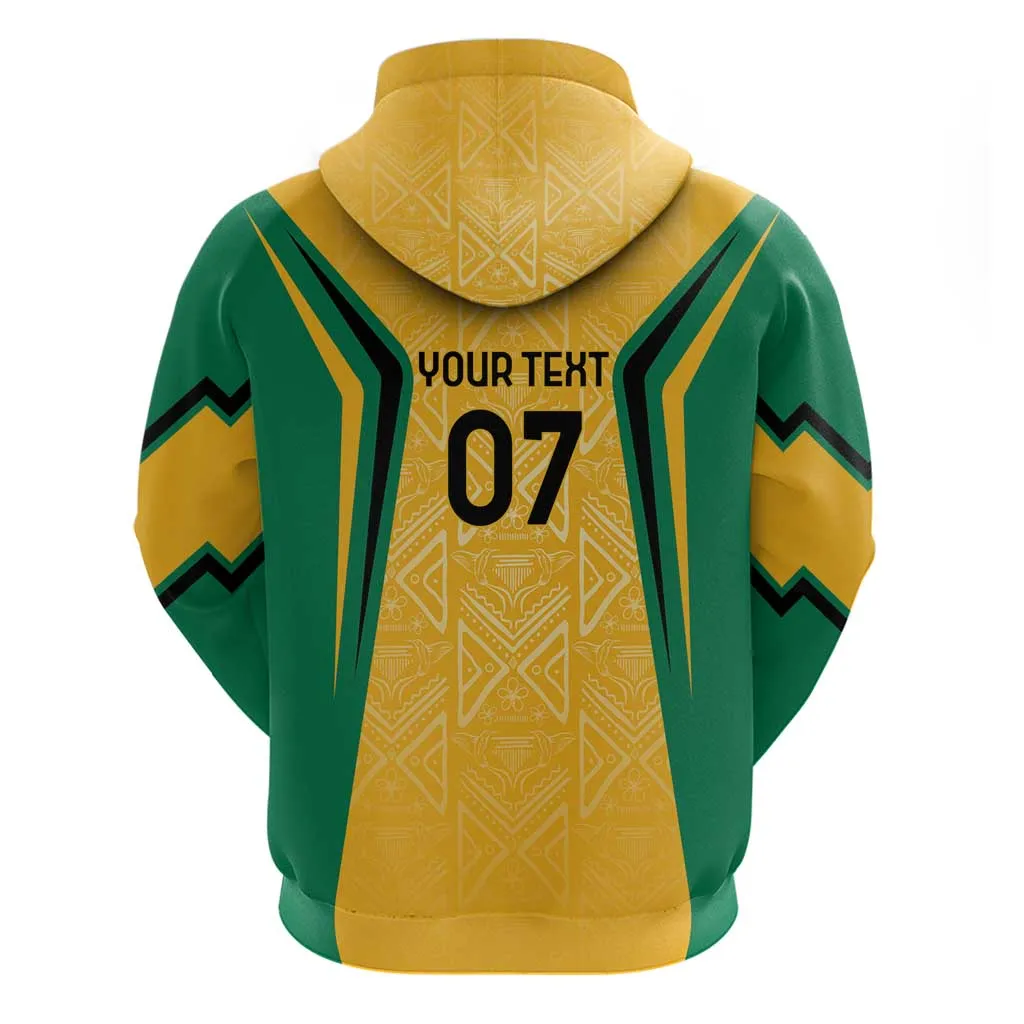 Afro-Jamaica Custom Zip Hoodie Golden Ethnic Motifs LT7