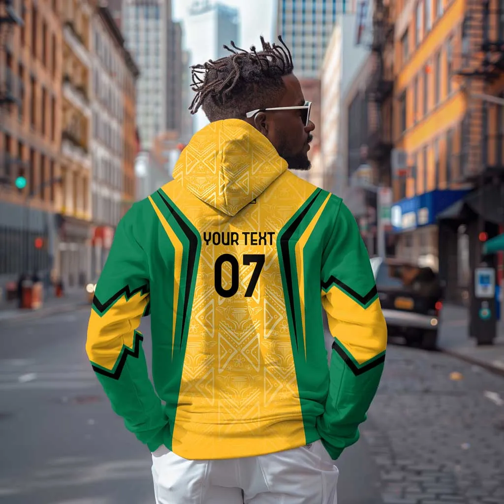 Afro-Jamaica Custom Zip Hoodie Golden Ethnic Motifs LT7