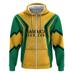 Afro-Jamaica Custom Zip Hoodie Golden Ethnic Motifs LT7