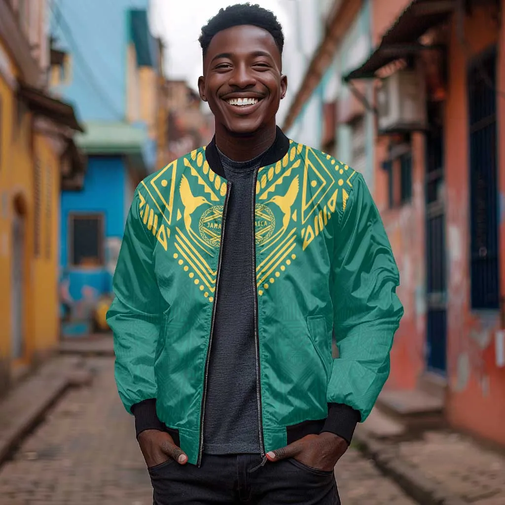 Afro-Jamaicans Tribal Custom Football Bomber Jacket Green Style LT9