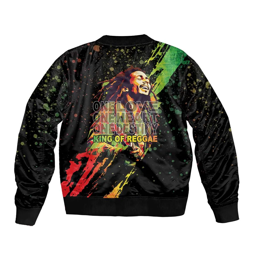 Afro Legend Bob Bomber Jacket One Love Heart Destiny LT05