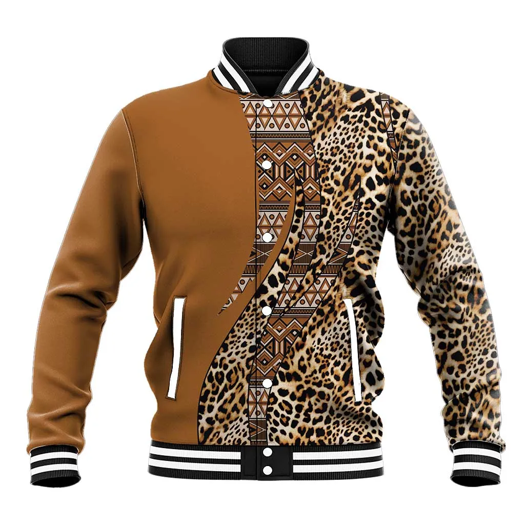 Afro Leopard Mix Native Tribal Pattern Baseball Jacket LT9