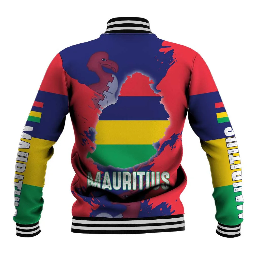 Afro Mauritius Baseball Jacket Map Design with Flag Coat of Arms TS04