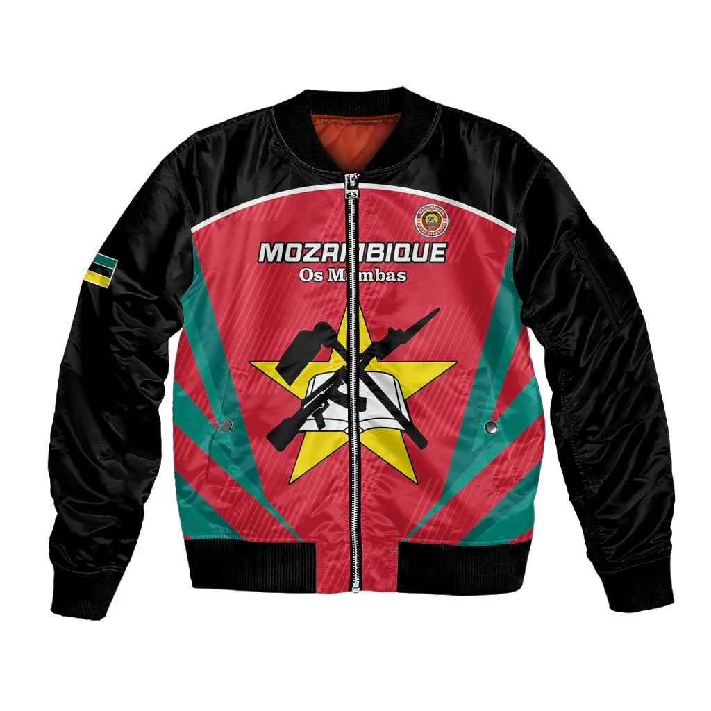 Afro Mozambique Football Custom Sleeve Zip Bomber Jacket Go Os Mambas LT15
