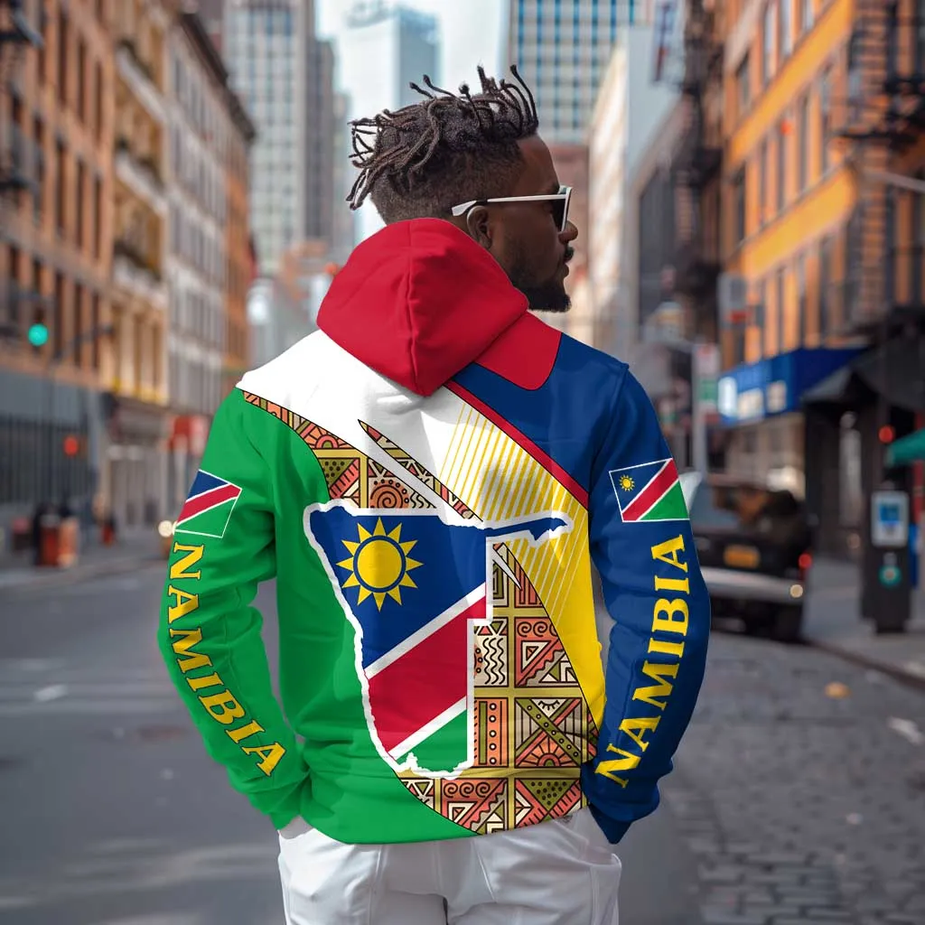 Afro Namibia Map Zip Hoodie National Emblem and Cultural Motif Design TS04