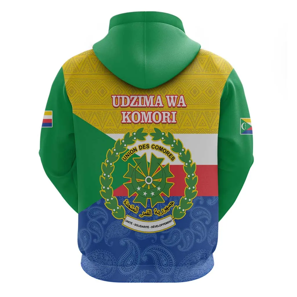 Afro Paisley Udzima wa Komori Zip Hoodie Comoros Is In My DNA LT14