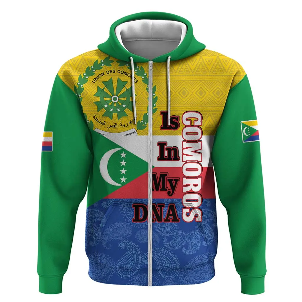 Afro Paisley Udzima wa Komori Zip Hoodie Comoros Is In My DNA LT14