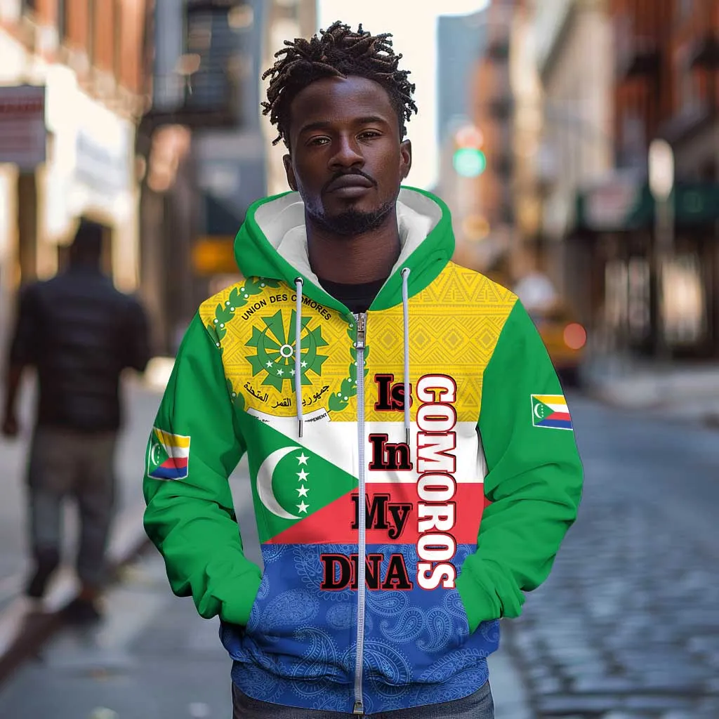 Afro Paisley Udzima wa Komori Zip Hoodie Comoros Is In My DNA LT14