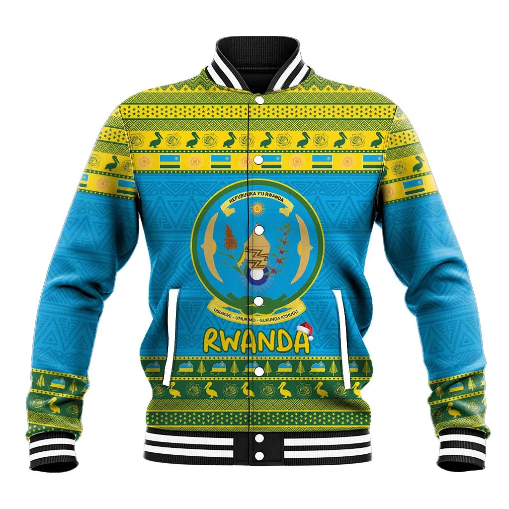 Afro Rwanda Christmas Baseball Jacket Noheli Nziza Coat Of Arms - African Pattern LT15