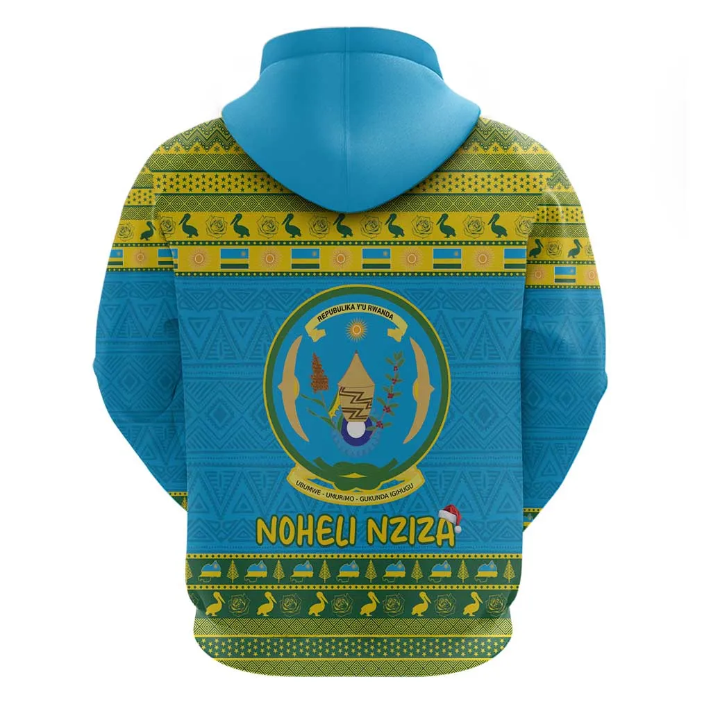 Afro Rwanda Christmas Zip Hoodie Noheli Nziza Coat Of Arms - African Pattern LT15