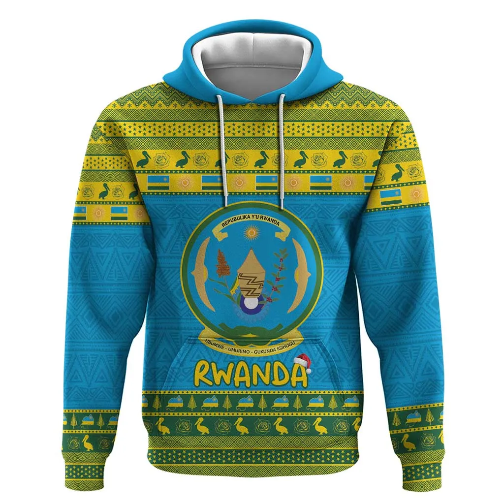 Afro Rwanda Christmas Zip Hoodie Noheli Nziza Coat Of Arms - African Pattern LT15