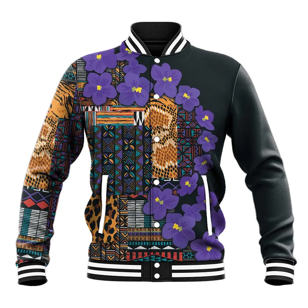 Afro Violets Flowers Baseball Jacket Mix Native Tribal Pattern LT9