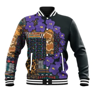 Afro Violets Flowers Baseball Jacket Mix Native Tribal Pattern LT9
