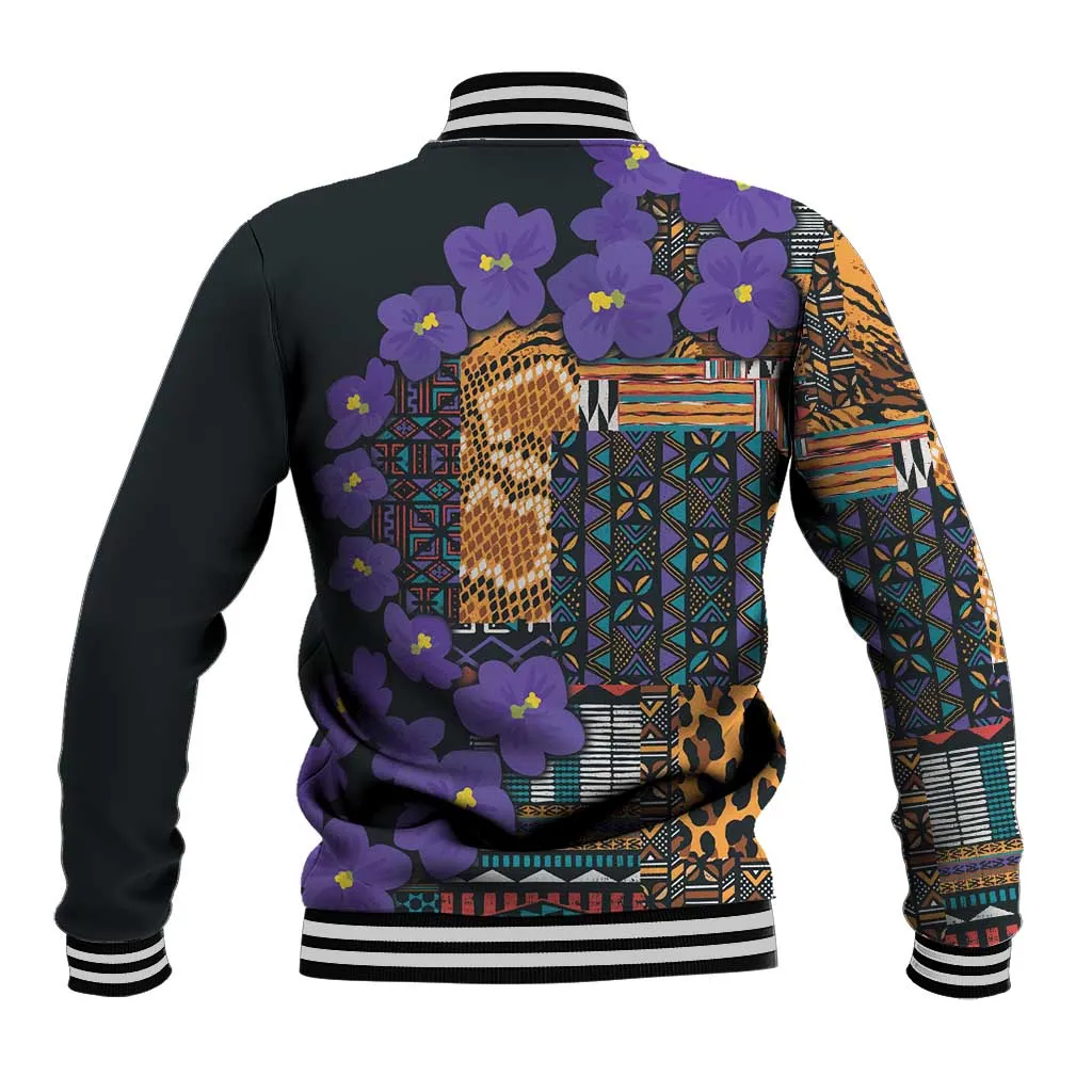 Afro Violets Flowers Baseball Jacket Mix Native Tribal Pattern LT9