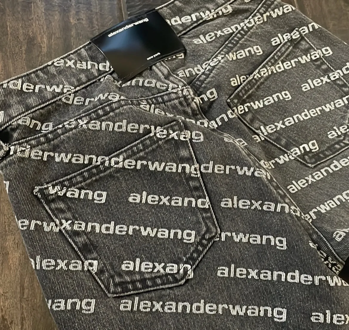Alexander Wang Logo Dark Wash Straight Leg Denim