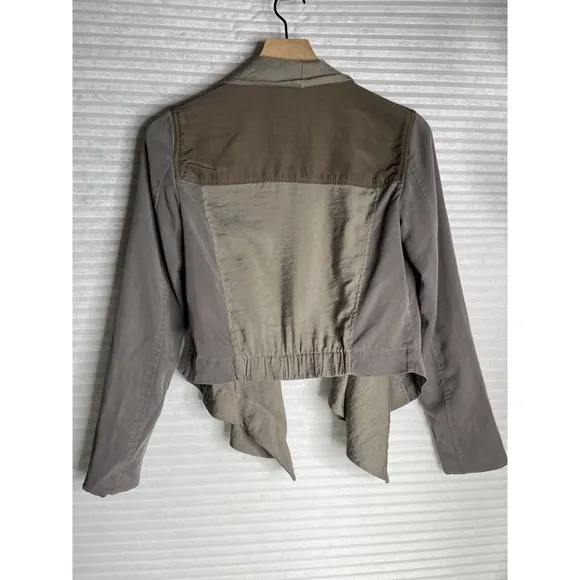 ALL SAINTS Kwar cropped long sleeve jacket khaki  block green tan Women Size 2