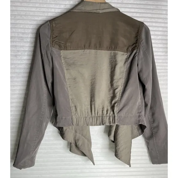 ALL SAINTS Kwar cropped long sleeve jacket khaki  block green tan Women Size 2