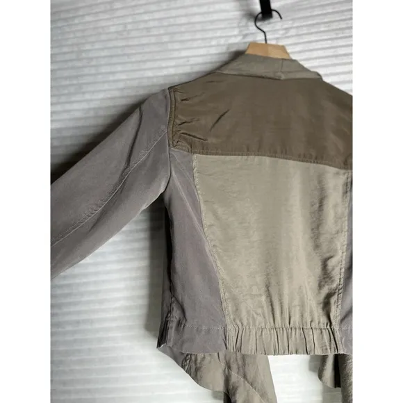 ALL SAINTS Kwar cropped long sleeve jacket khaki  block green tan Women Size 2