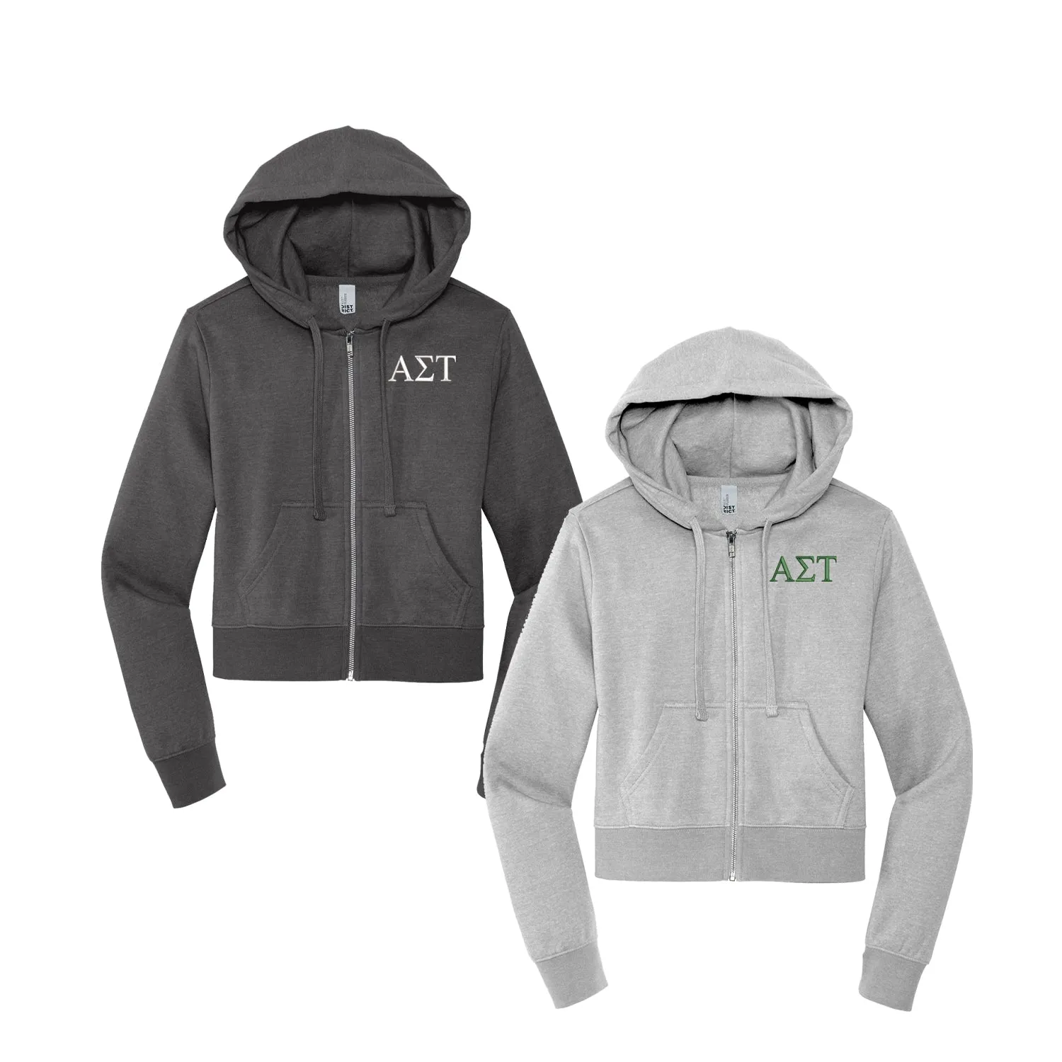Alpha Sigma Tau Cropped Zip Up Hoodie