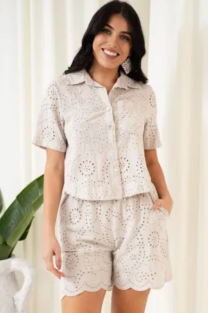 Angel Broderie Anglaise Shirt | Beige