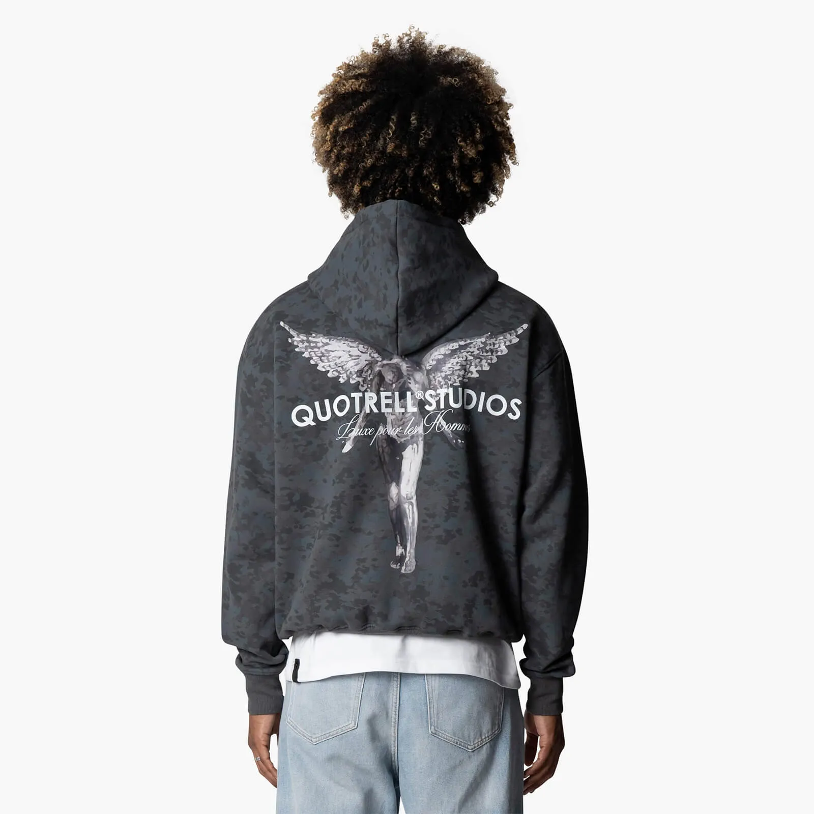 ANGEL HOODIE | GREY CAMO/WHITE